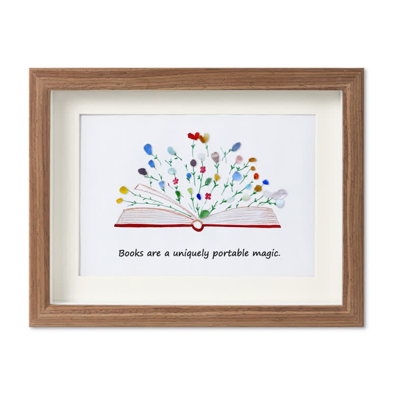 Magic Books Sea Glass Framed Art Inspirational Gift - Walnut Brown - 6" X 8" - image 8