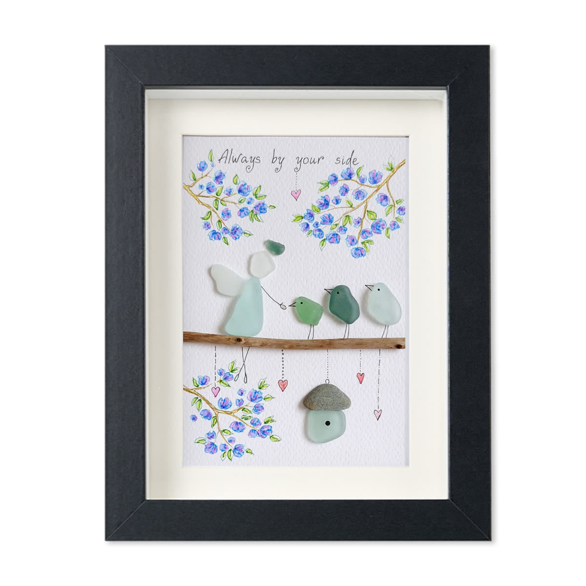 Angel Always By Your Side Sea Glass Framed Art - Black - 8" X 6" - image 12