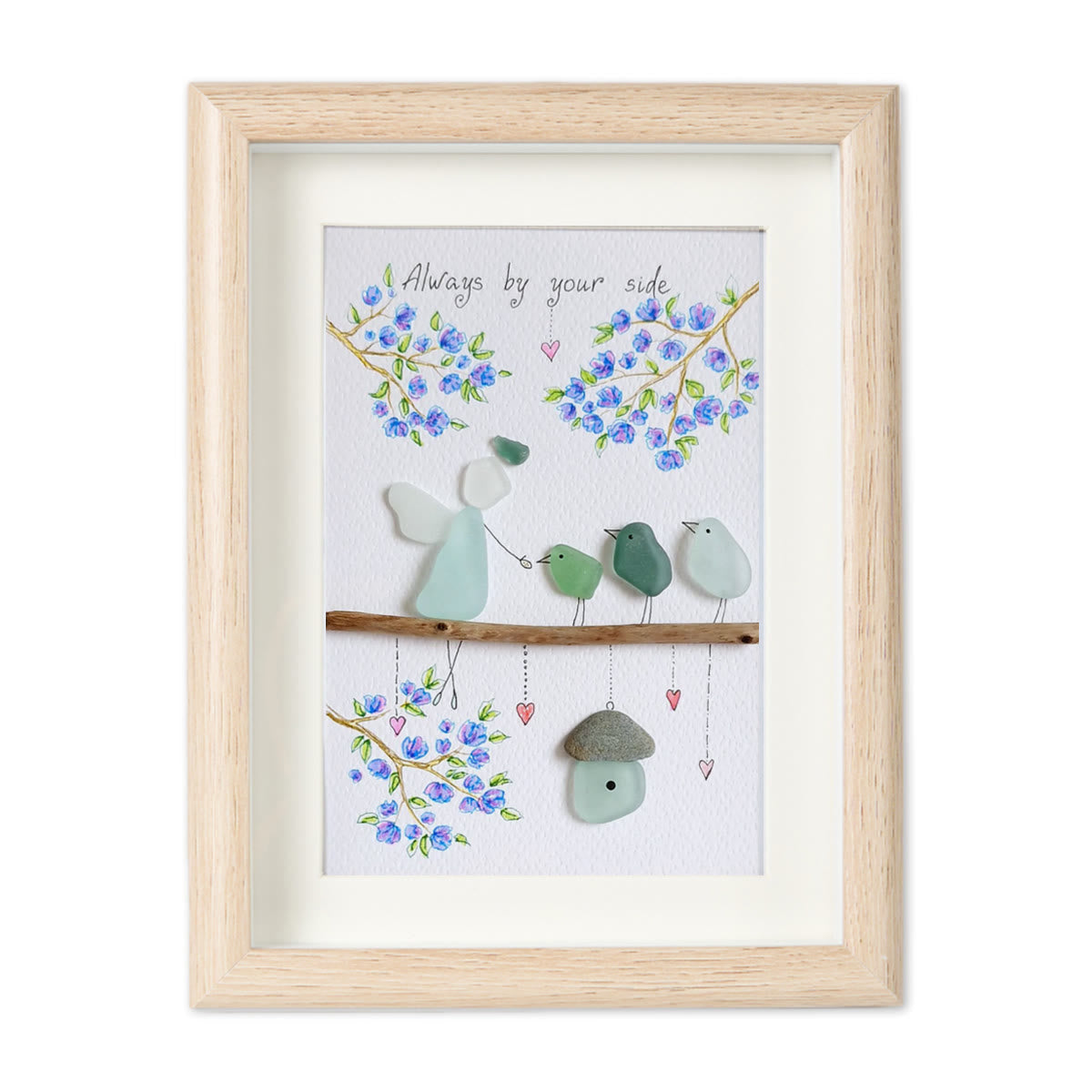 Angel Always By Your Side Sea Glass Framed Art - Oak - 8" X 6" - image 10