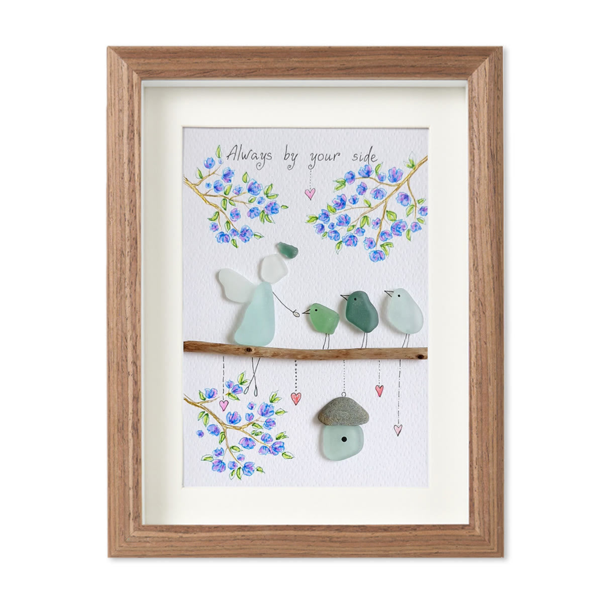 Angel Always By Your Side Sea Glass Framed Art - Walnut Brown - 8" X 6" - image 11