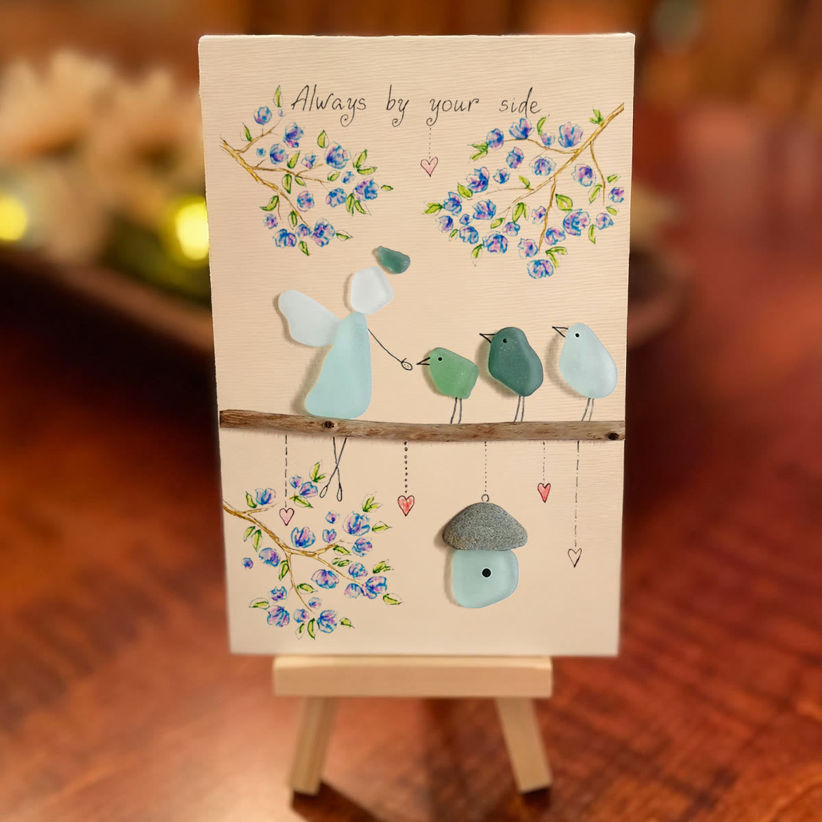 Angel Always By Your Side Sea Glass Framed Art - Seaglass Card - 8" X 6" - image 1
