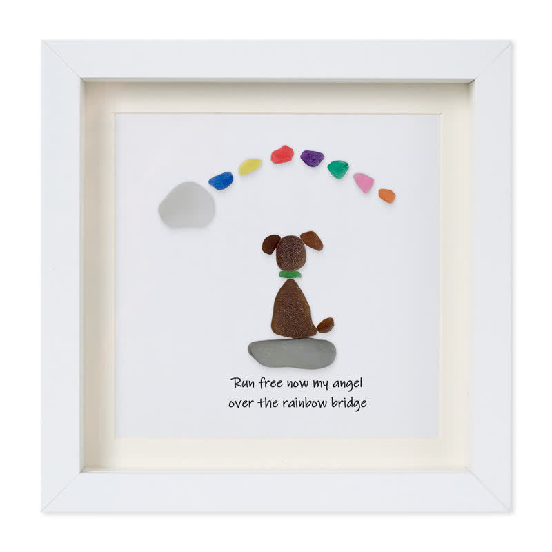 Dog Memorial Sea Glass Framed Art Loss Of Dog Gift - White - 8" X 8" - image 12