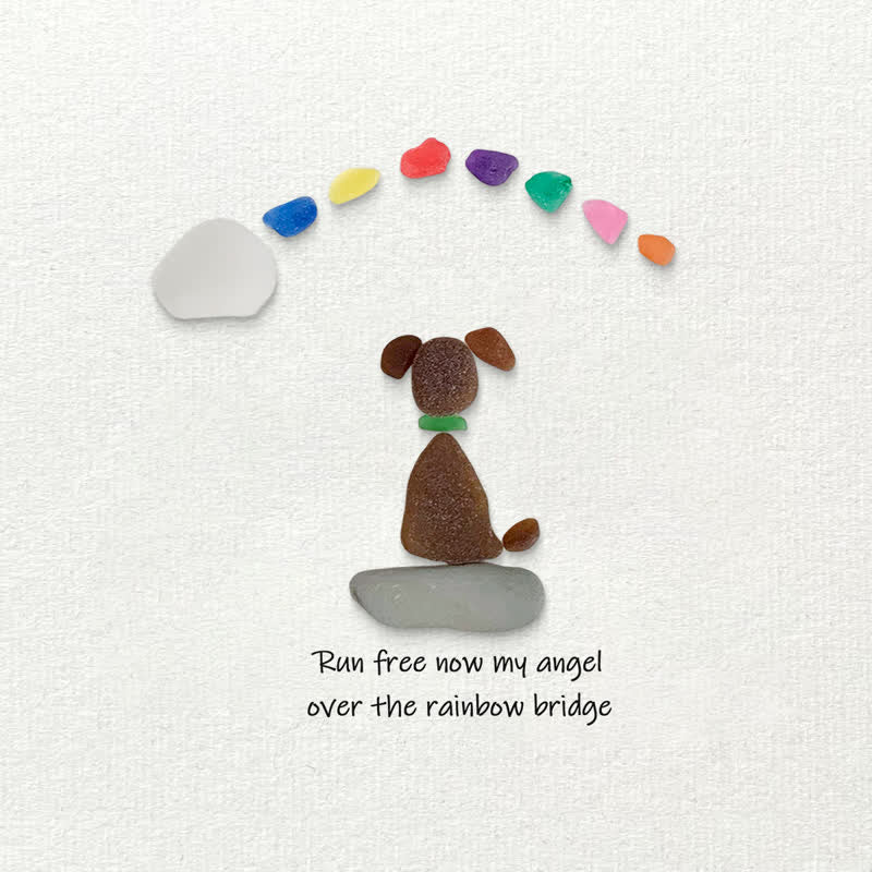 Dog Memorial Sea Glass Framed Art Loss Of Dog Gift - Seaglass Card - 8" X 8" - image 1