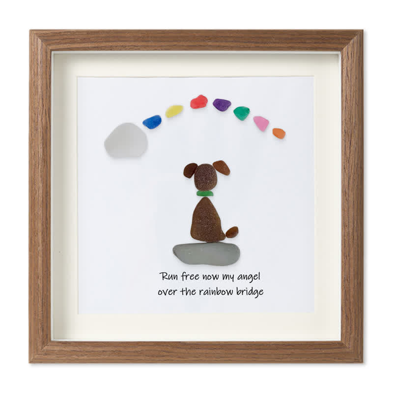Dog Memorial Sea Glass Framed Art Loss Of Dog Gift - Walnut Brown - 8" X 8" - image 10
