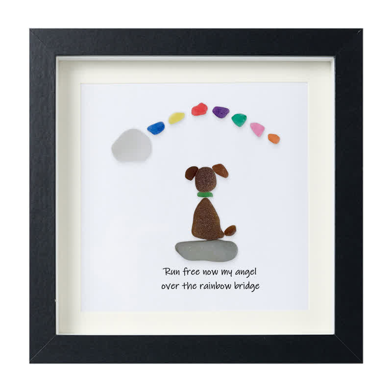 Dog Memorial Sea Glass Framed Art Loss Of Dog Gift - Black - 8" X 8" - image 11