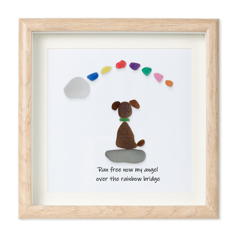 Dog Memorial Sea Glass Framed Art Loss Of Dog Gift - Oak - 8" X 8" - image 9