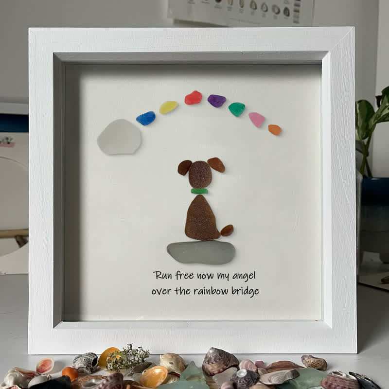 Dog Memorial Sea Glass Framed Art Loss Of Dog Gift - image 0