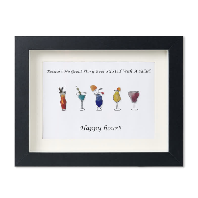Happy Hour Cocktail Sea Glass Framed Art - Black - 6" X 8" - image 9