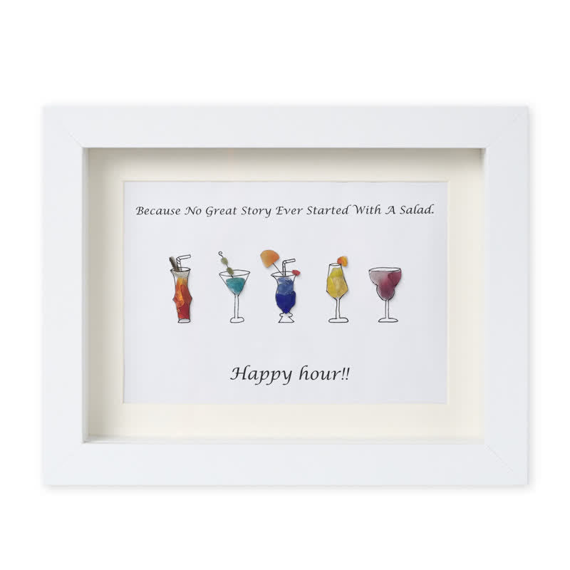 Happy Hour Cocktail Sea Glass Framed Art - White - 6" X 8" - image 10