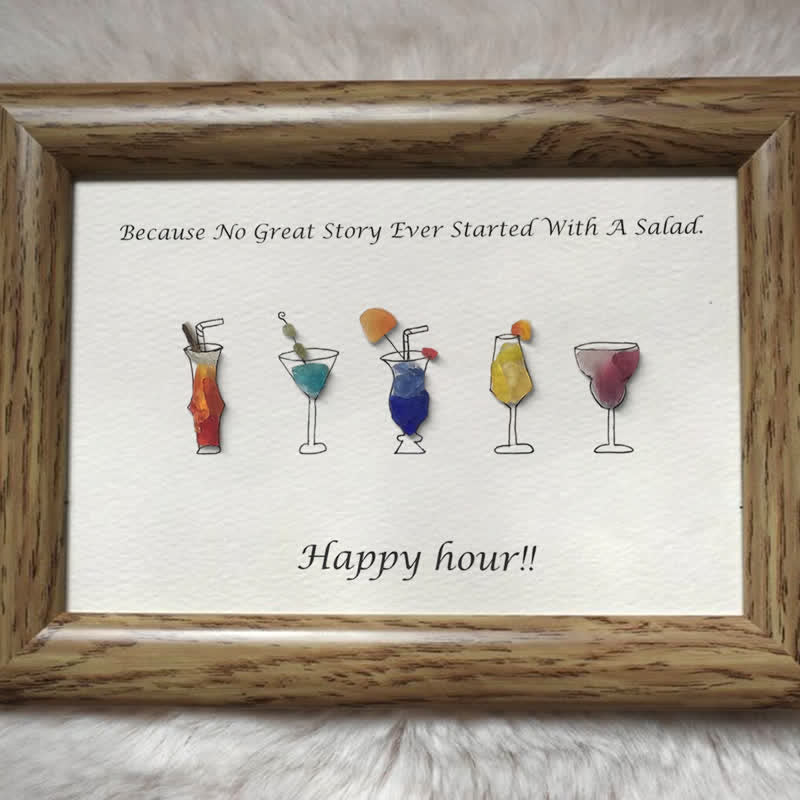 Happy Hour Cocktail Sea Glass Framed Art - image 0
