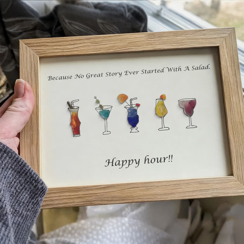 Happy Hour Cocktail Sea Glass Framed Art - image 4