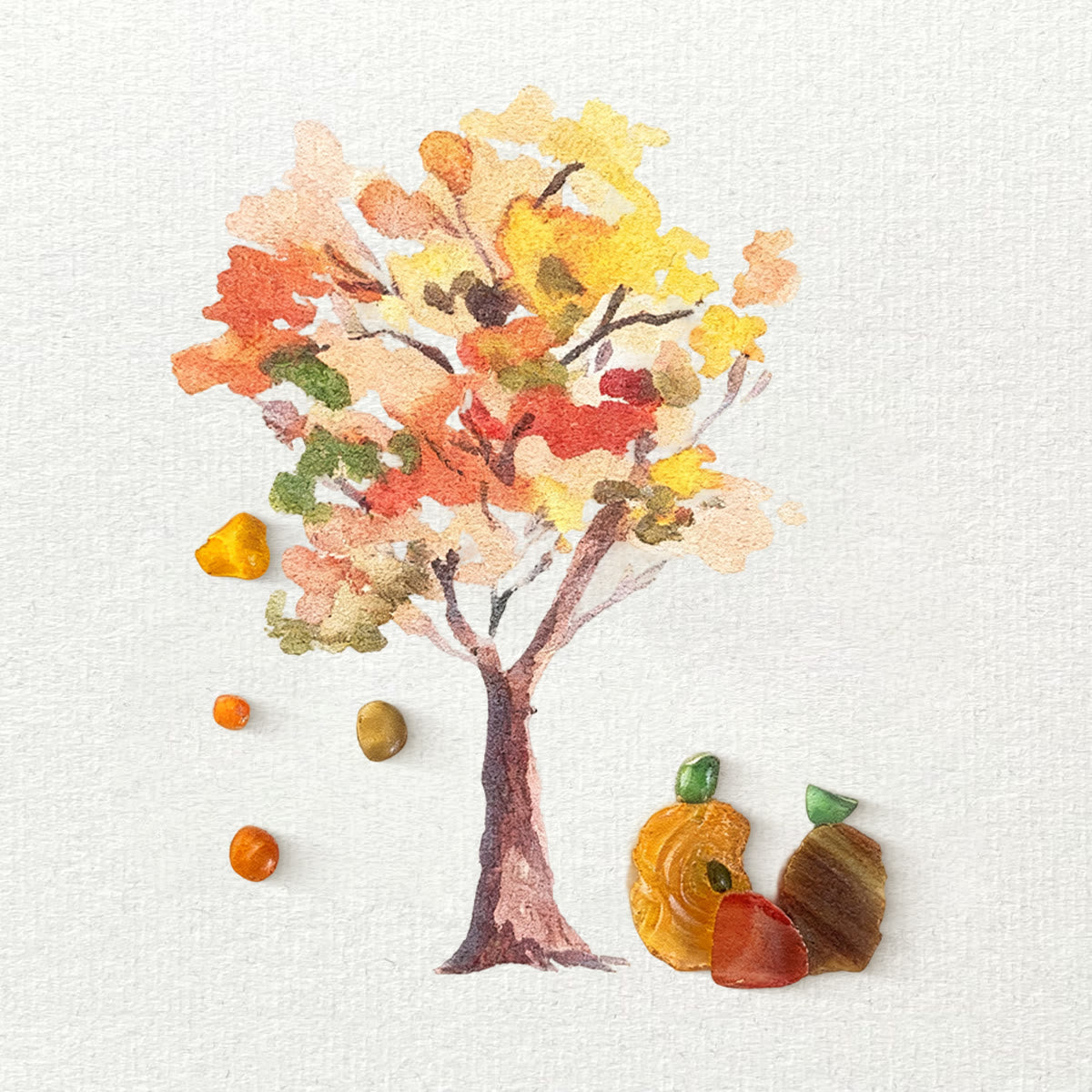 Fall Art Autumn Leaves Pumpkin Sea Glass Framed Art - image 8