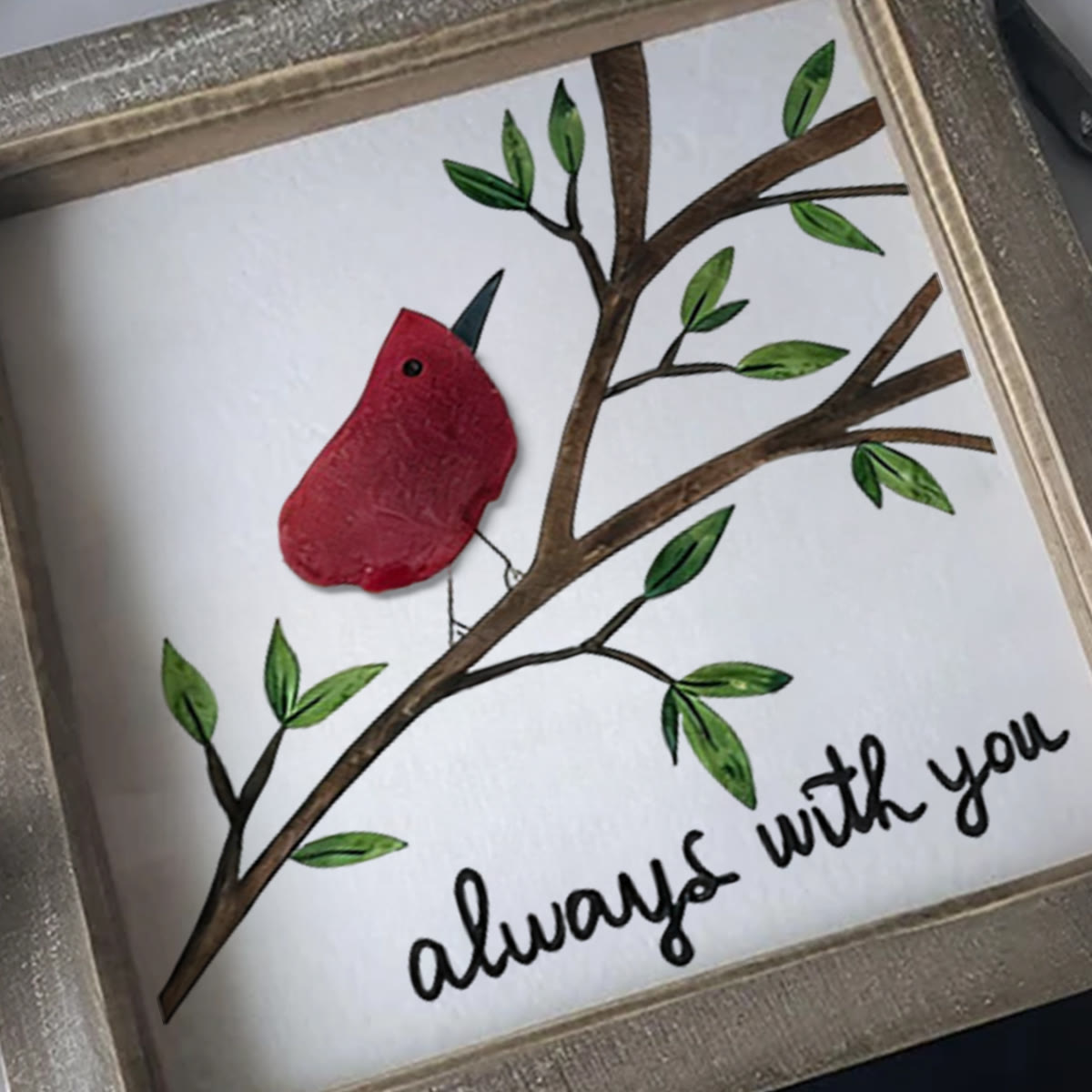 Always With You Cardinal Bird Sea Glass Framed Art - image 4
