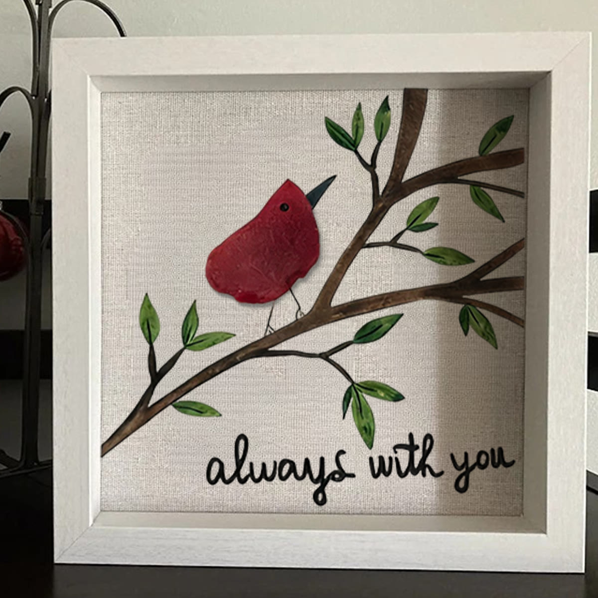 Always With You Cardinal Bird Sea Glass Framed Art - image 5