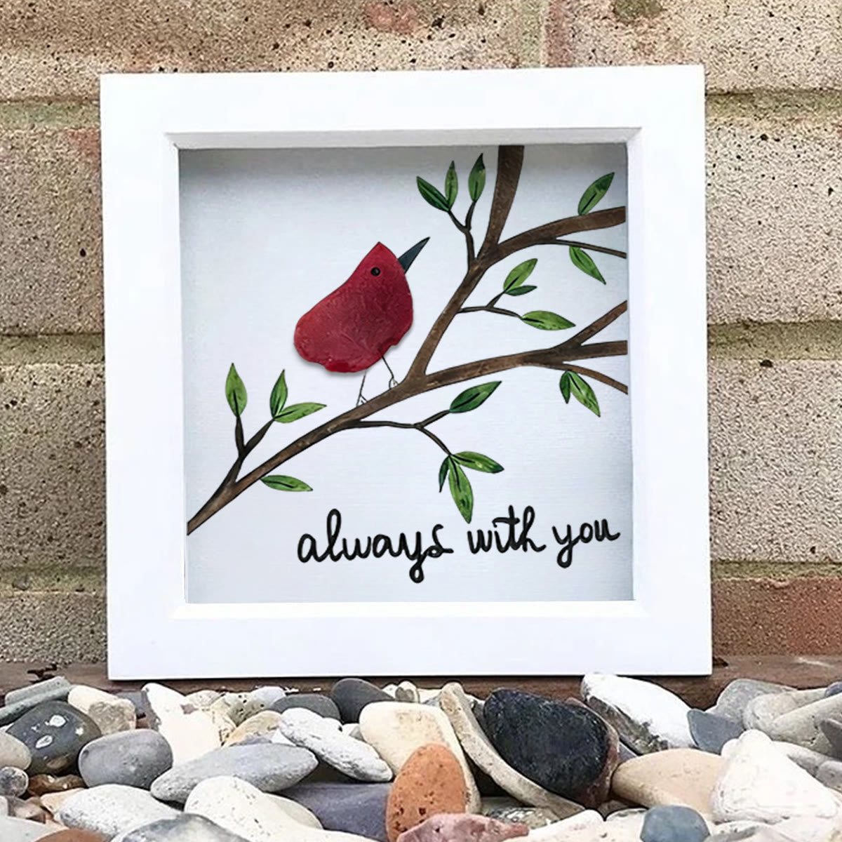 Always With You Cardinal Bird Sea Glass Framed Art - image 2