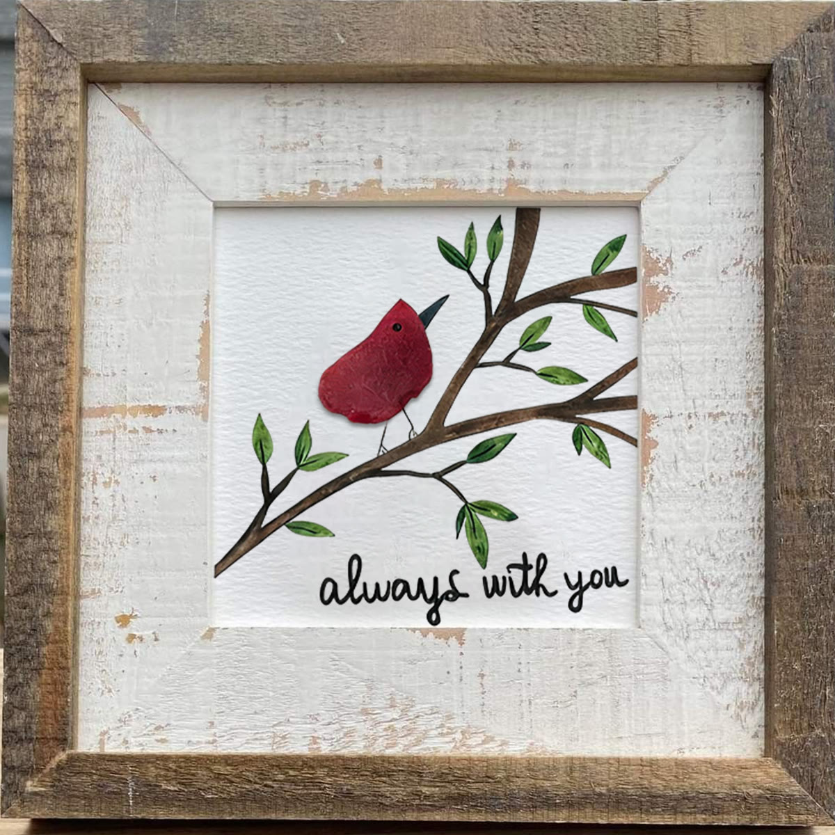 Always With You Cardinal Bird Sea Glass Framed Art - image 3