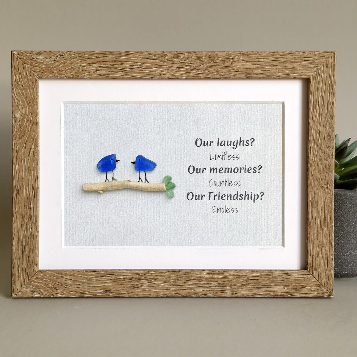 Laughs Memories and Friendship Birds Sea Glass Framed Art - image 6