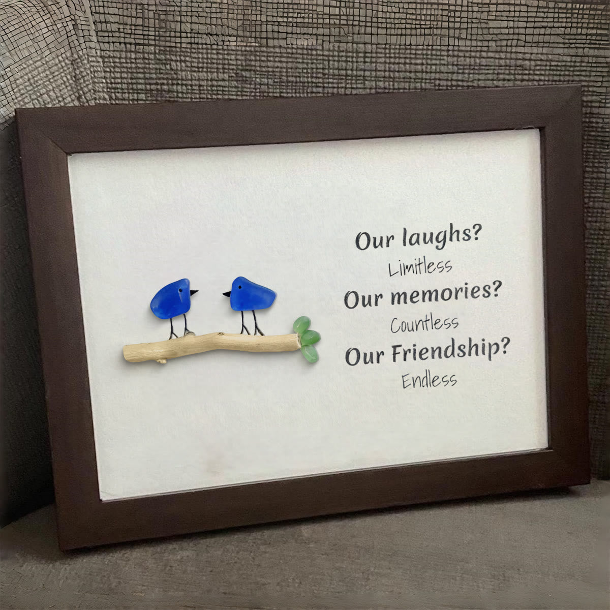 Laughs Memories and Friendship Birds Sea Glass Framed Art - image 8