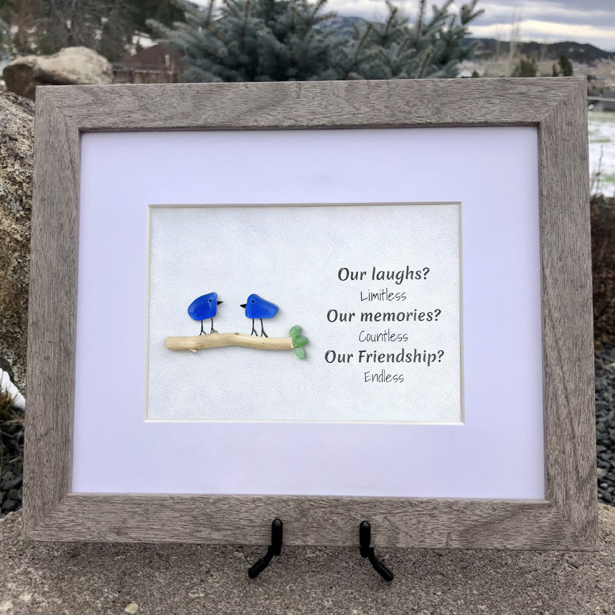 Laughs Memories and Friendship Birds Sea Glass Framed Art - image 10