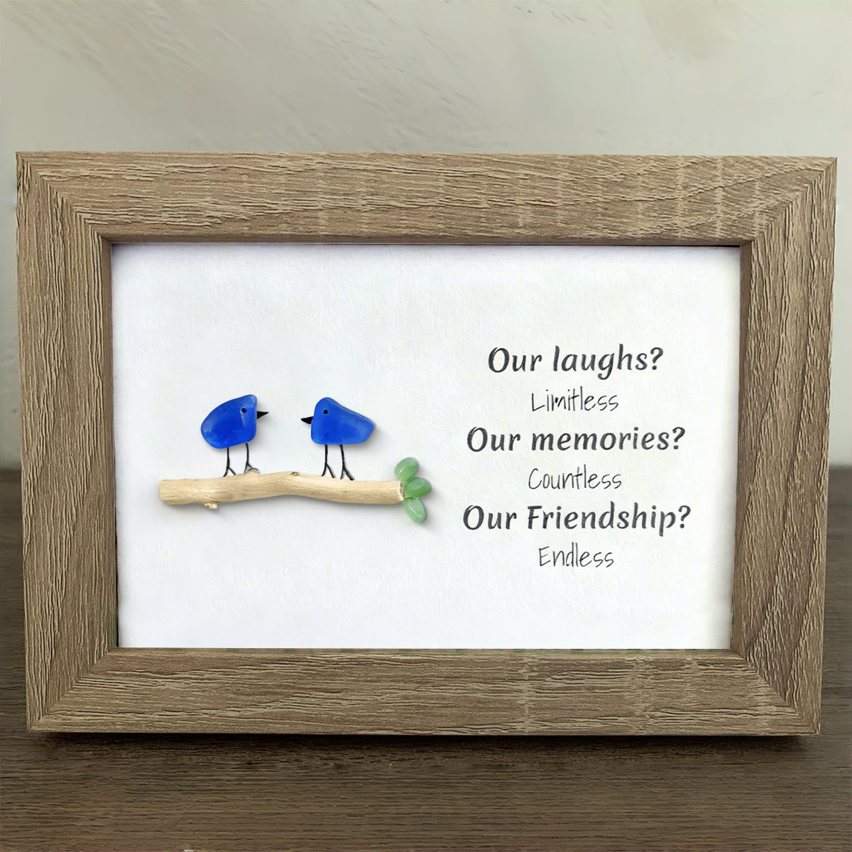 Laughs Memories and Friendship Birds Sea Glass Framed Art - image 9
