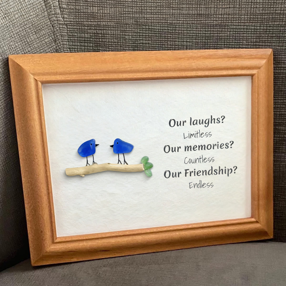 Laughs Memories and Friendship Birds Sea Glass Framed Art - image 5