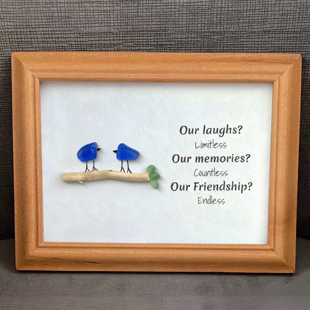 Laughs Memories and Friendship Birds Sea Glass Framed Art - image 4