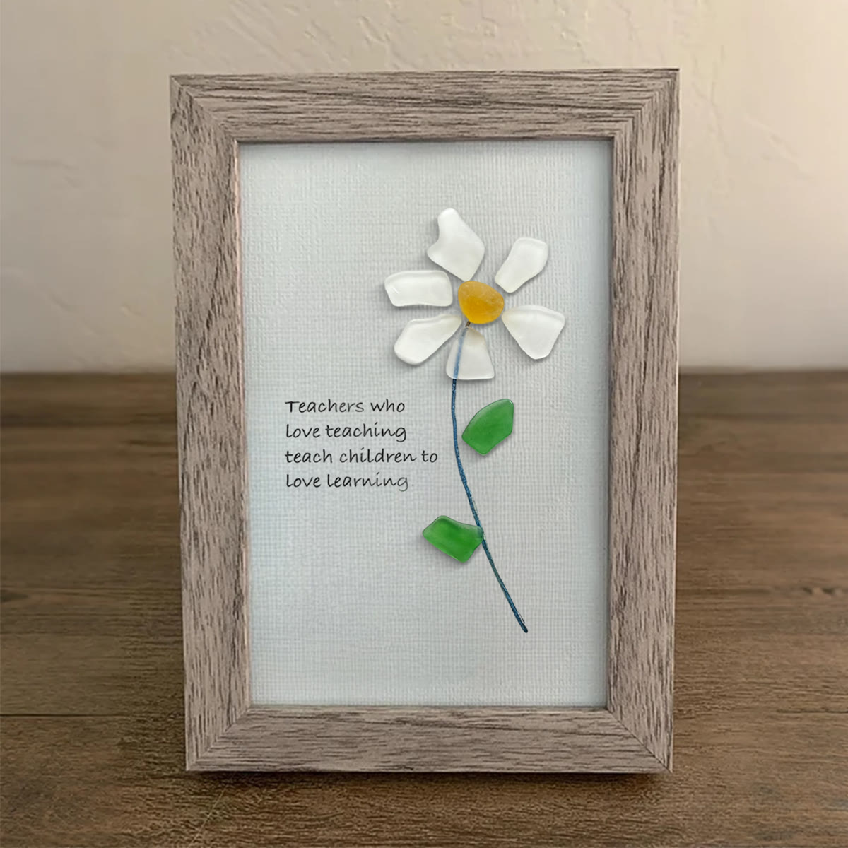 Teacher Gift Daisy Flower Sea Glass Framed Art - image 6