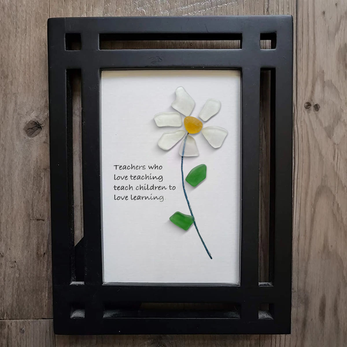 Teacher Gift Daisy Flower Sea Glass Framed Art - image 5