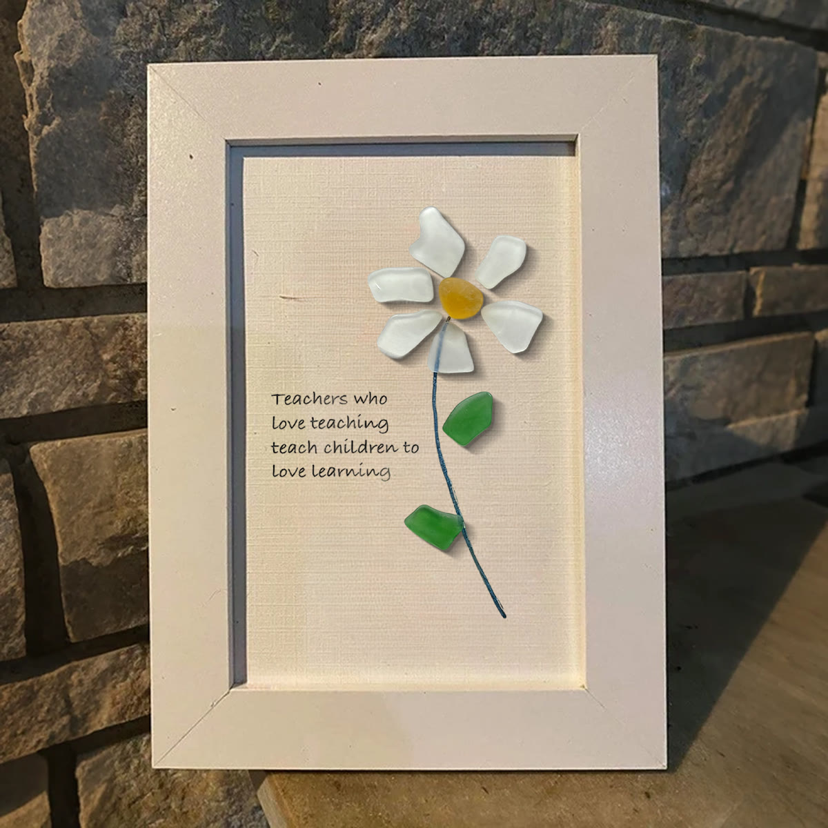 Teacher Gift Daisy Flower Sea Glass Framed Art - image 7