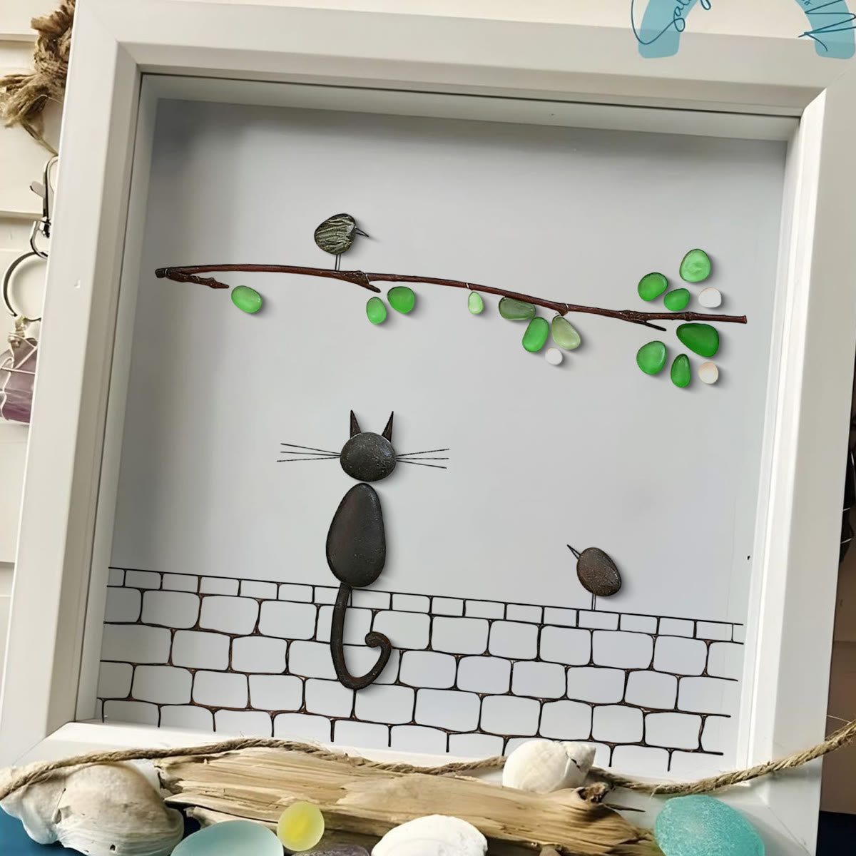 Cat Sea Glass Framed Art - image 0
