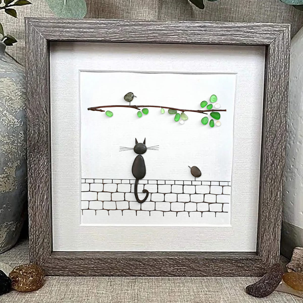 Cat Sea Glass Framed Art - image 3