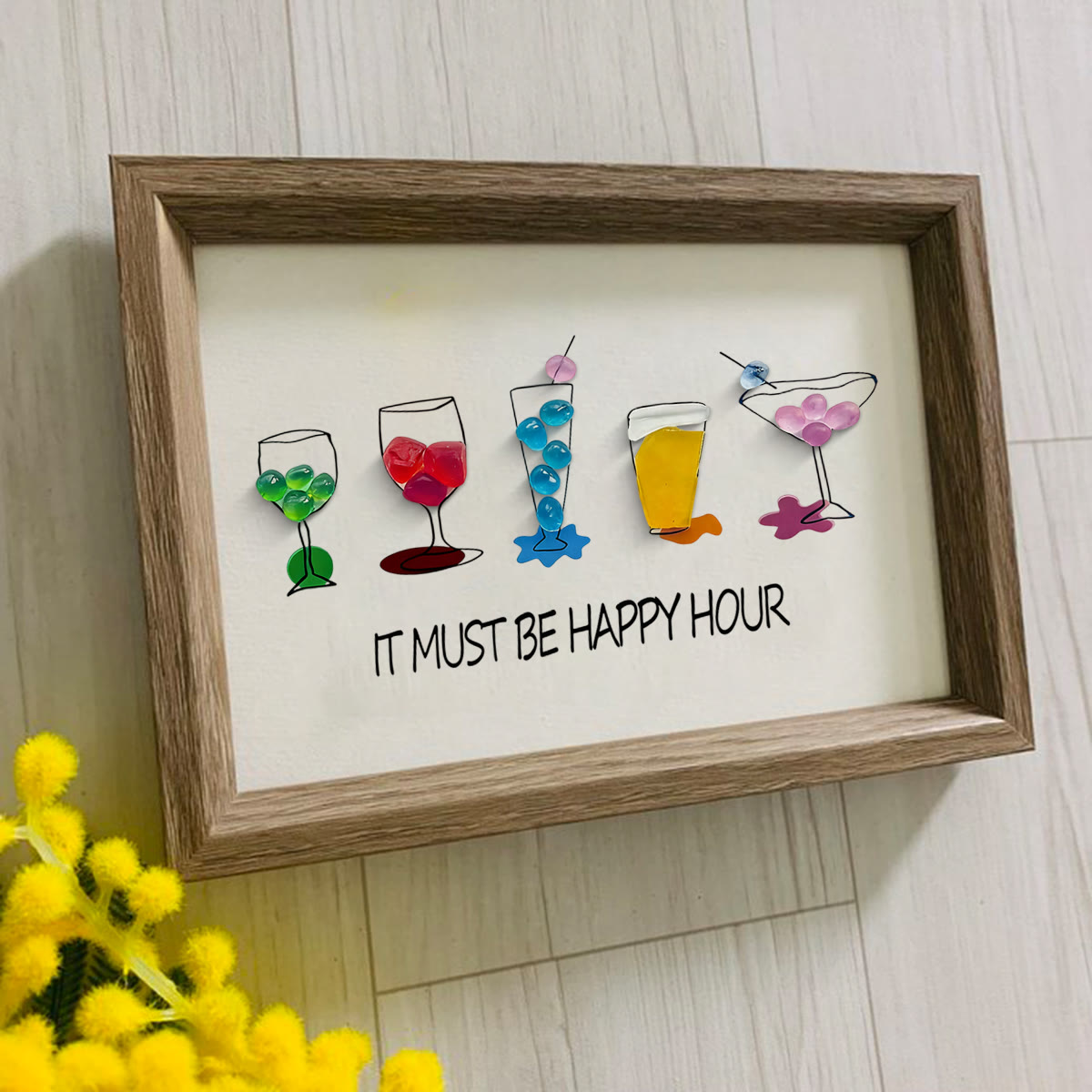 Cocktail Parties Happy Hour Sea Glass Framed Art - image 3
