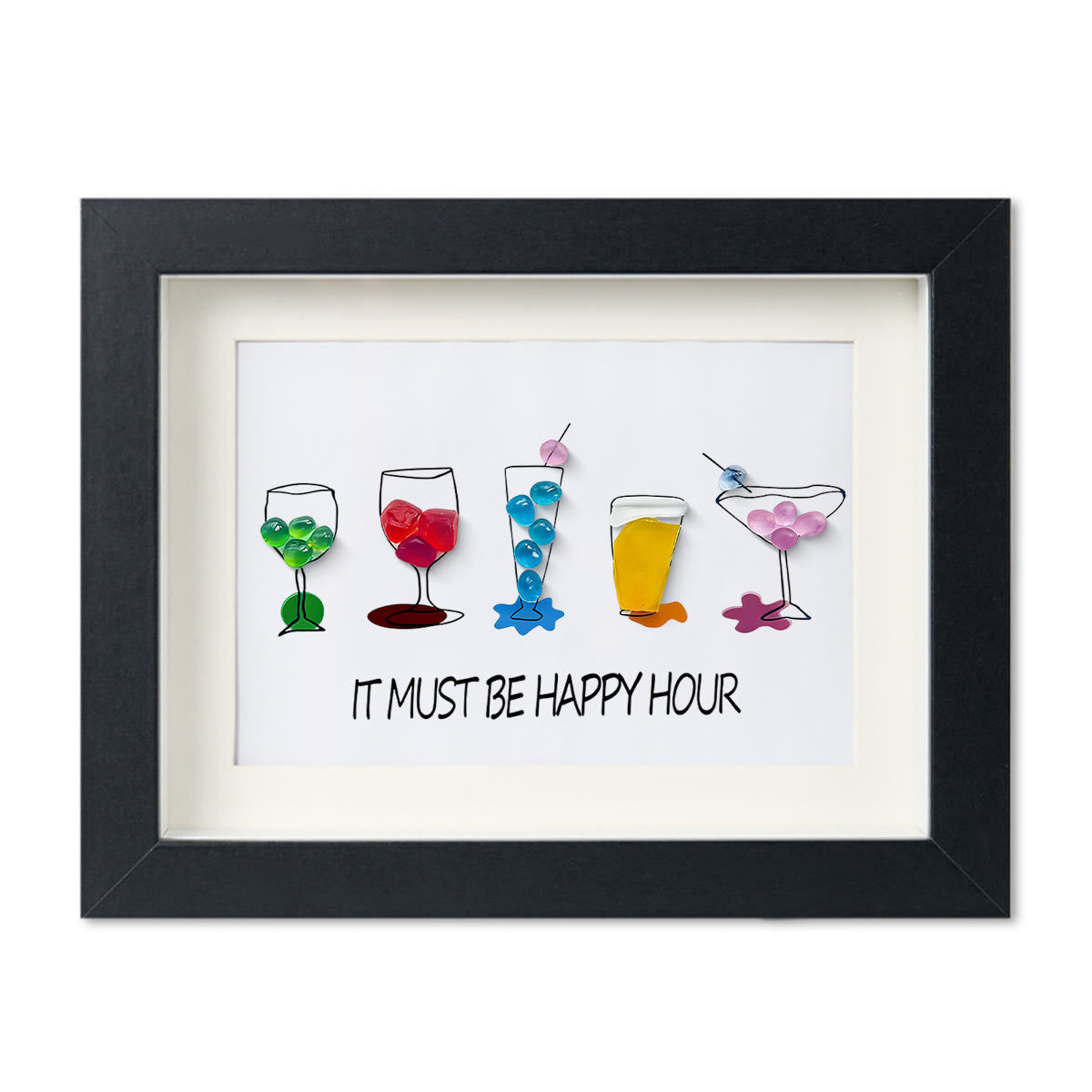 Cocktail Parties Happy Hour Sea Glass Framed Art - Black - 6" X 8" - image 8
