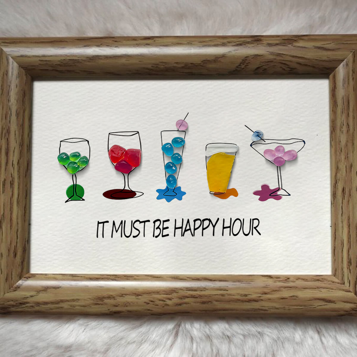 Cocktail Parties Happy Hour Sea Glass Framed Art - image 0