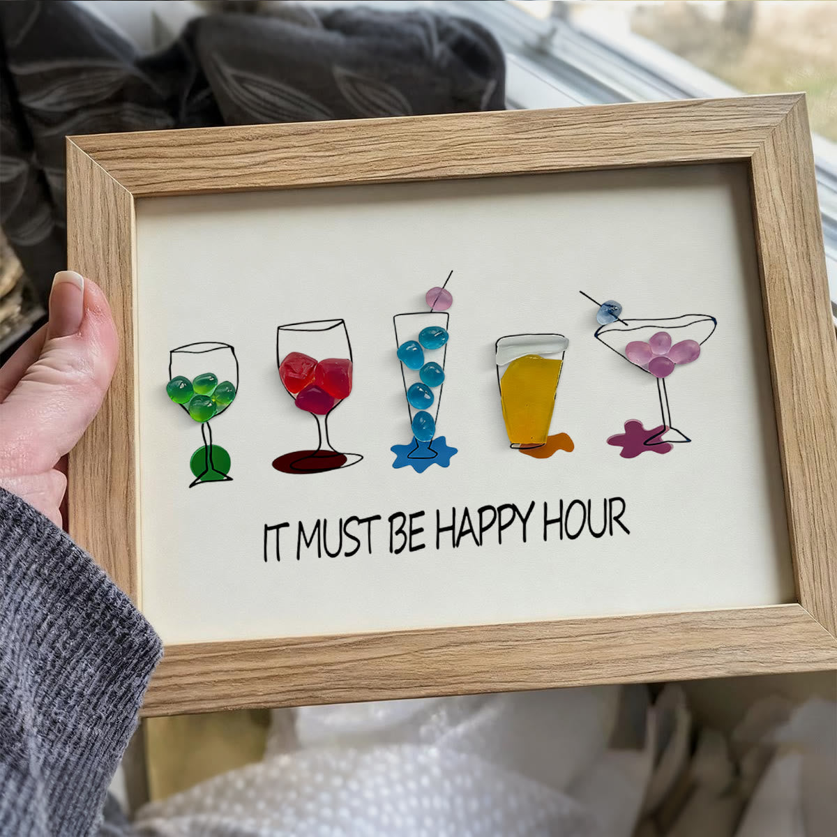 Cocktail Parties Happy Hour Sea Glass Framed Art - image 2