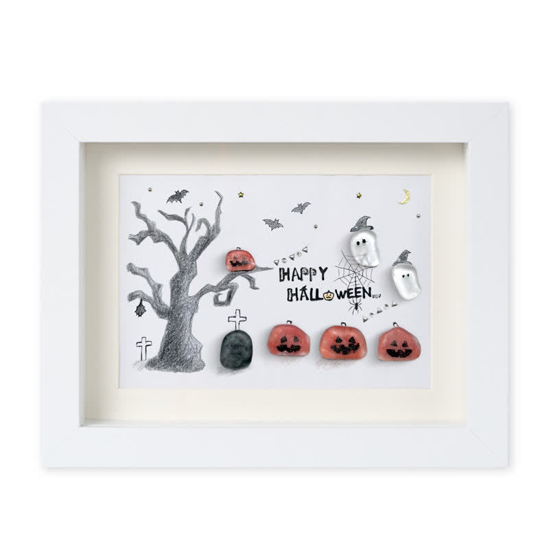 Happy Halloween Jack O Lantern And Ghost Sea Glass Framed Art - White - 6" X 8" - image 13