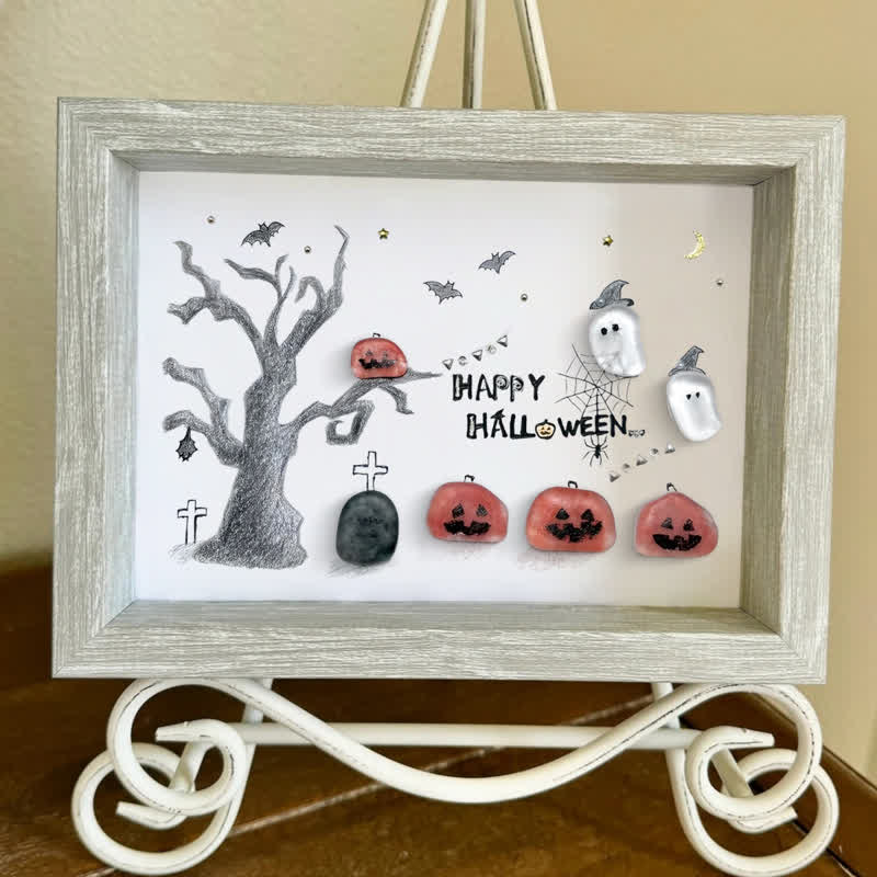 Happy Halloween Jack O Lantern And Ghost Sea Glass Framed Art - image 6