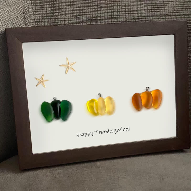 Happy Thanksgiving Pumpkin Sea Glass Framed Art - image 11