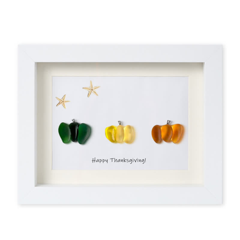 Happy Thanksgiving Pumpkin Sea Glass Framed Art - White - 6" X 8" - image 15