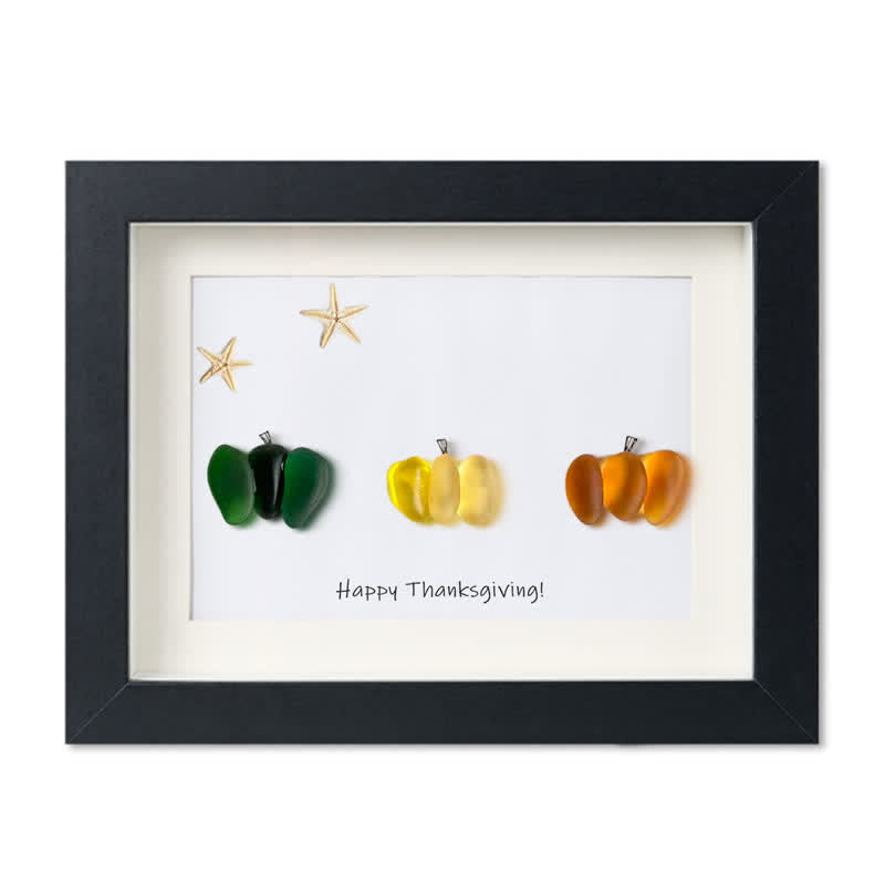 Happy Thanksgiving Pumpkin Sea Glass Framed Art - Black - 6" X 8" - image 14
