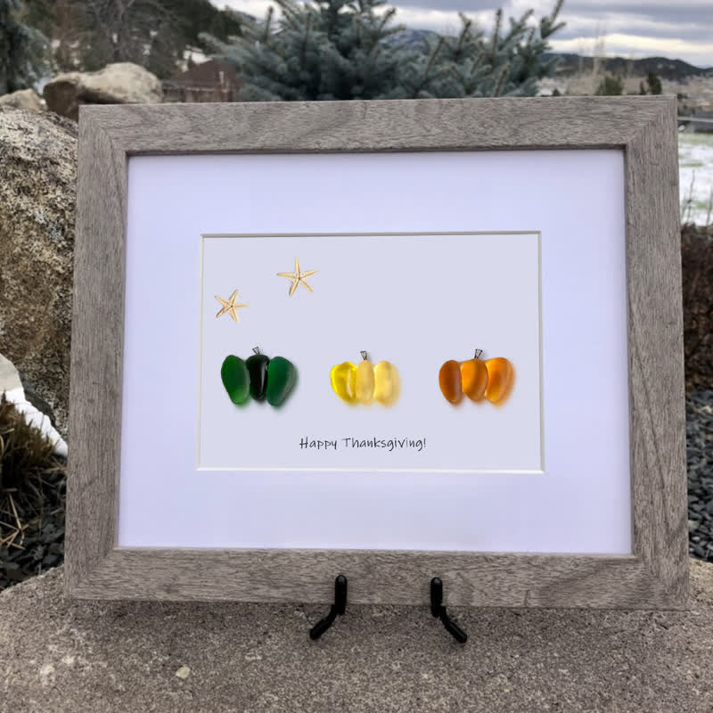 Happy Thanksgiving Pumpkin Sea Glass Framed Art - image 4