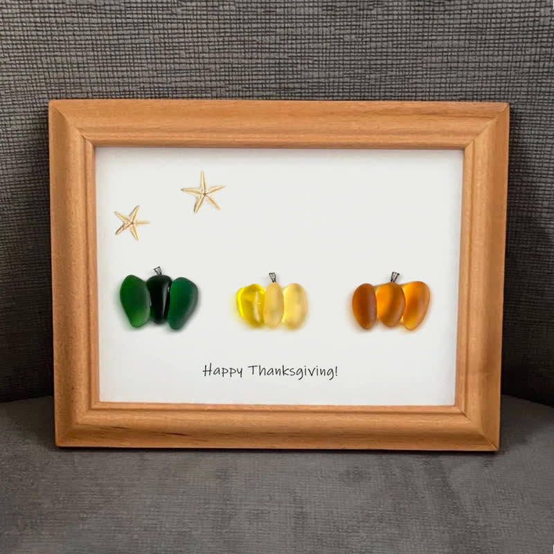 Happy Thanksgiving Pumpkin Sea Glass Framed Art - image 7