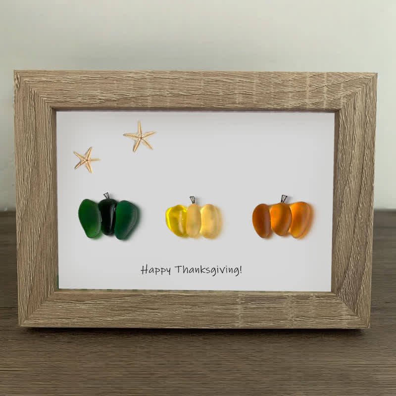 Happy Thanksgiving Pumpkin Sea Glass Framed Art - image 10