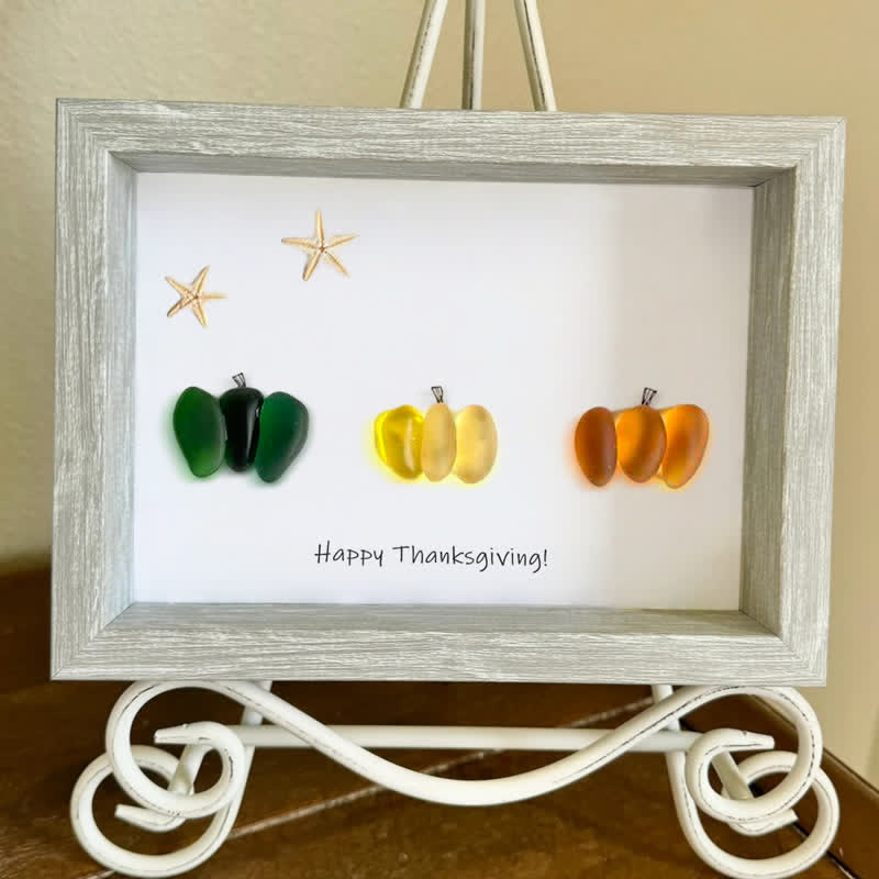 Happy Thanksgiving Pumpkin Sea Glass Framed Art - image 5
