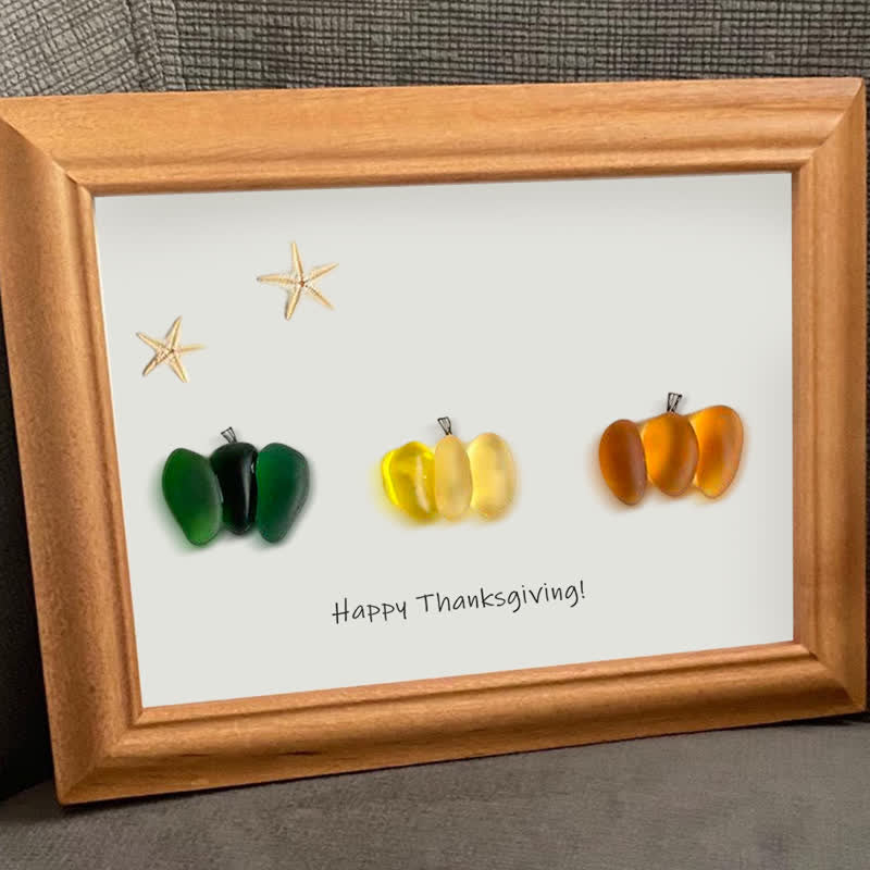 Happy Thanksgiving Pumpkin Sea Glass Framed Art - image 8