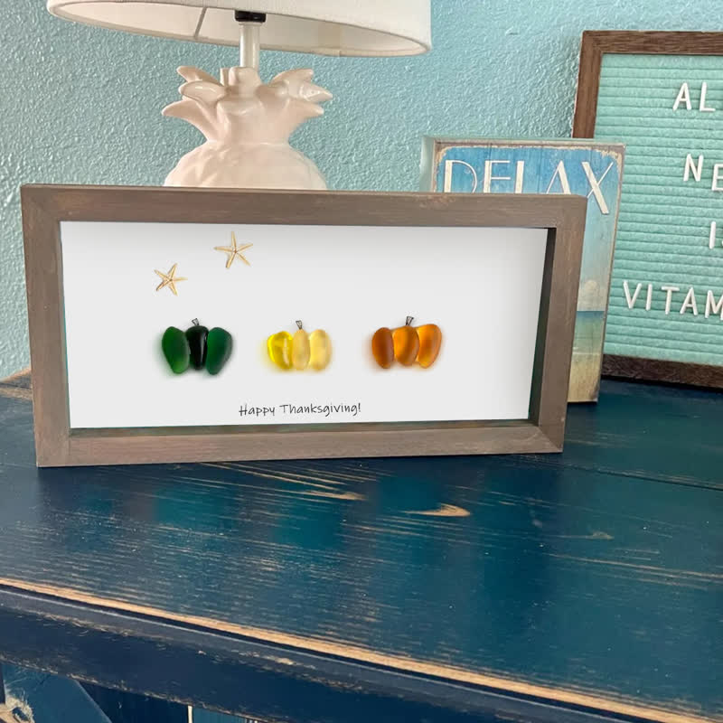 Happy Thanksgiving Pumpkin Sea Glass Framed Art - image 6