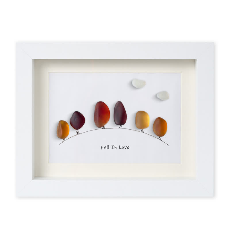 Fall In Love Autumn Trees Sea Glass Framed Art - White - 6" X 8" - image 12