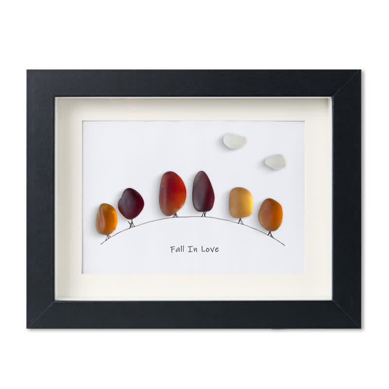 Fall In Love Autumn Trees Sea Glass Framed Art - Black - 6" X 8" - image 11