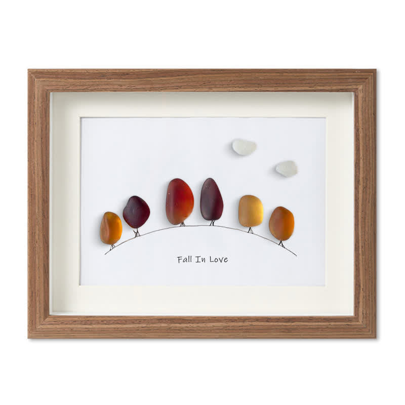 Fall In Love Autumn Trees Sea Glass Framed Art - Walnut Brown - 6" X 8" - image 10