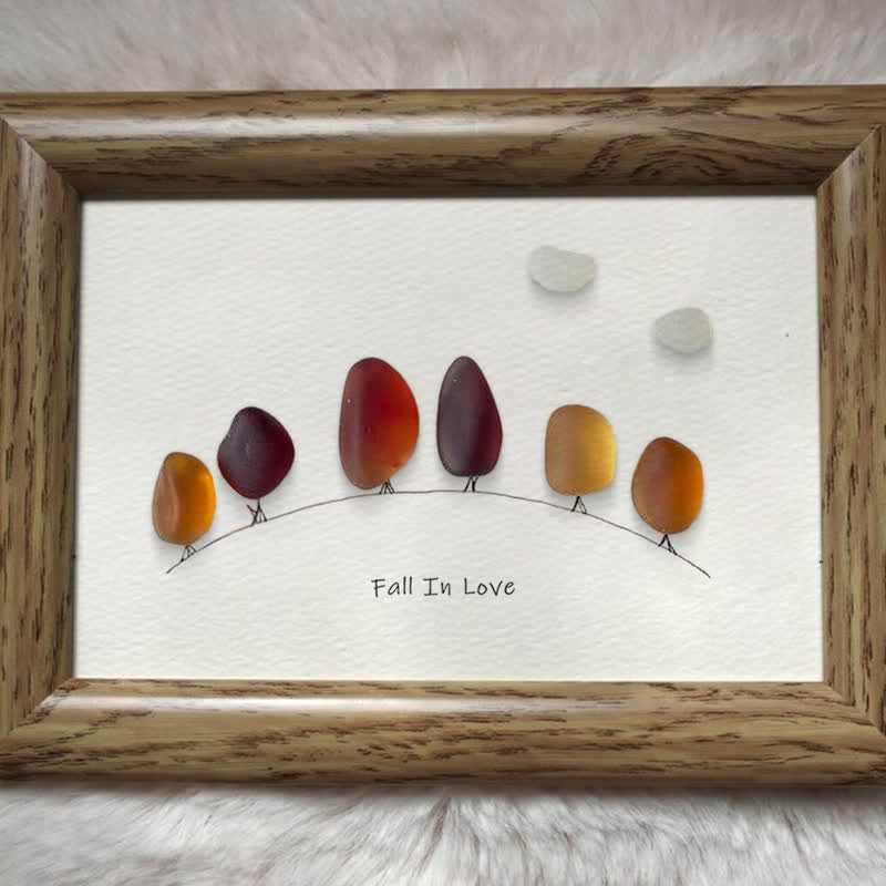 Fall In Love Autumn Trees Sea Glass Framed Art - image 0